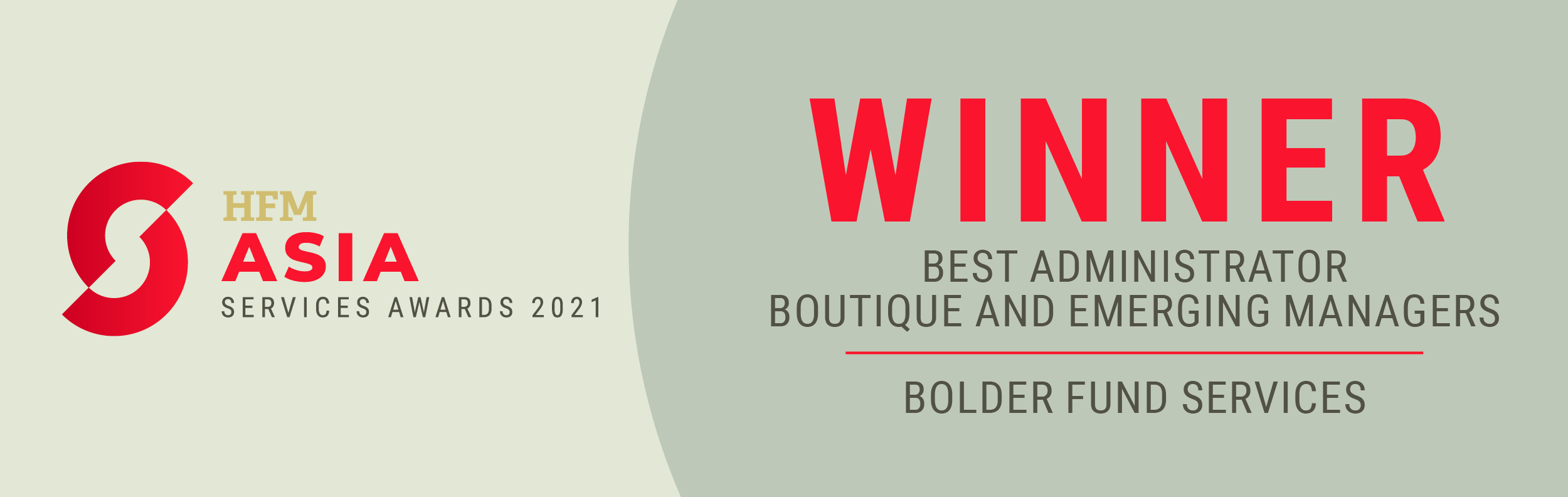 Bolder Best administrator at HFM Asia Services Awards